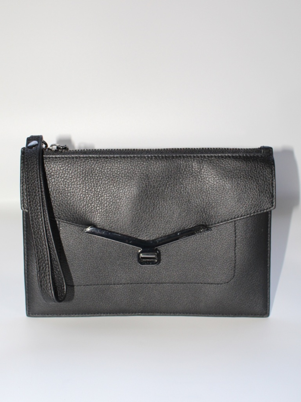 Botkier NY - Brand New Black Pebbled Leather Valentina Flap Clutch / Wristlet